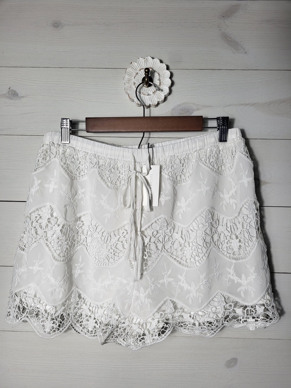 Sugar + Lips Shorts White Lace Cottagecore Coastal Cowgirl Summer.